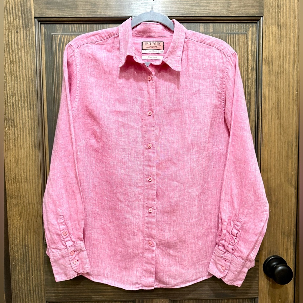 Thomas Pink Rose Pink Linen Button-Down Shirt